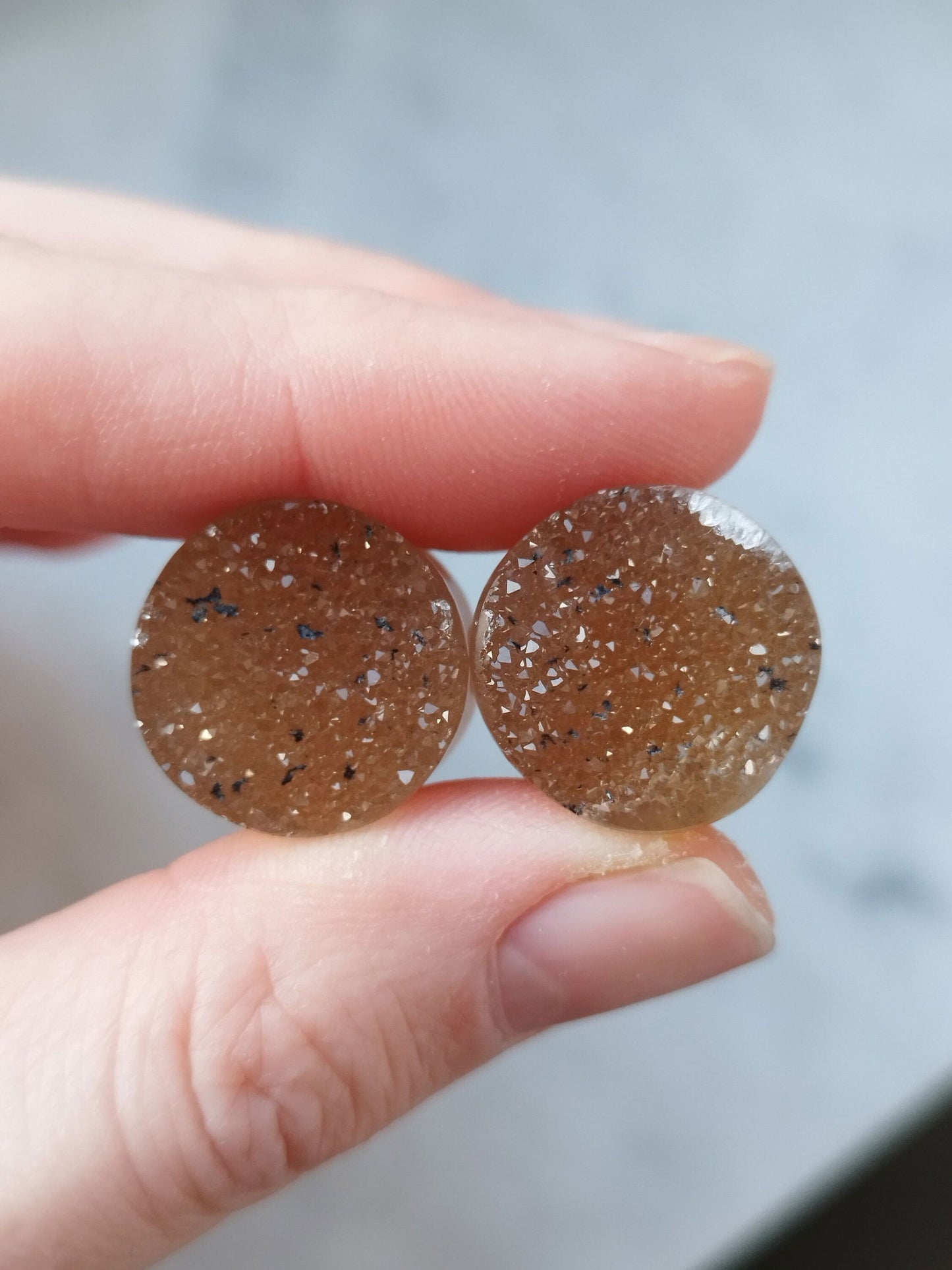 5/8" Brown Druzy Plugs - aeoplugs