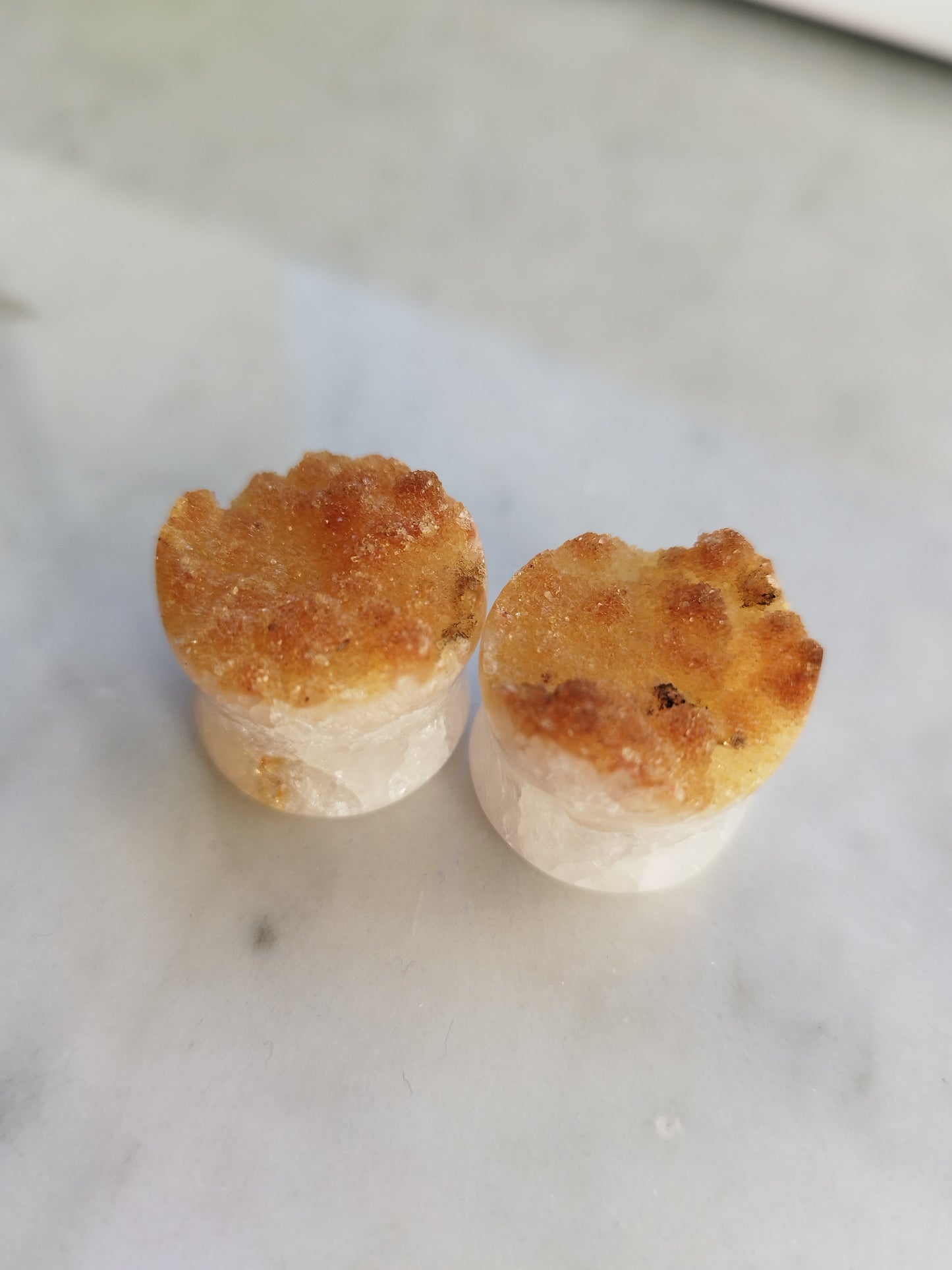 3/4" Citrine Druzy Plugs - aeoplugs