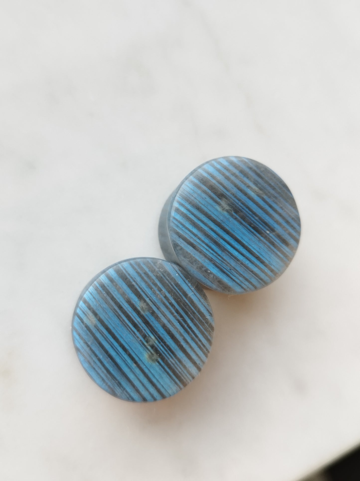 3/4" Blue Striped Labradorite Plugs