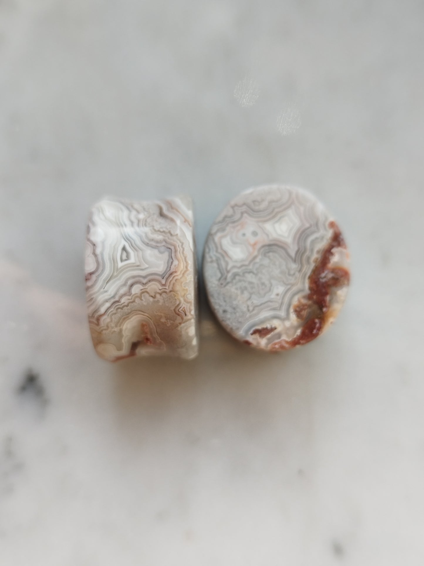 3/4" Crazy Lace Agate Oval Plugs
