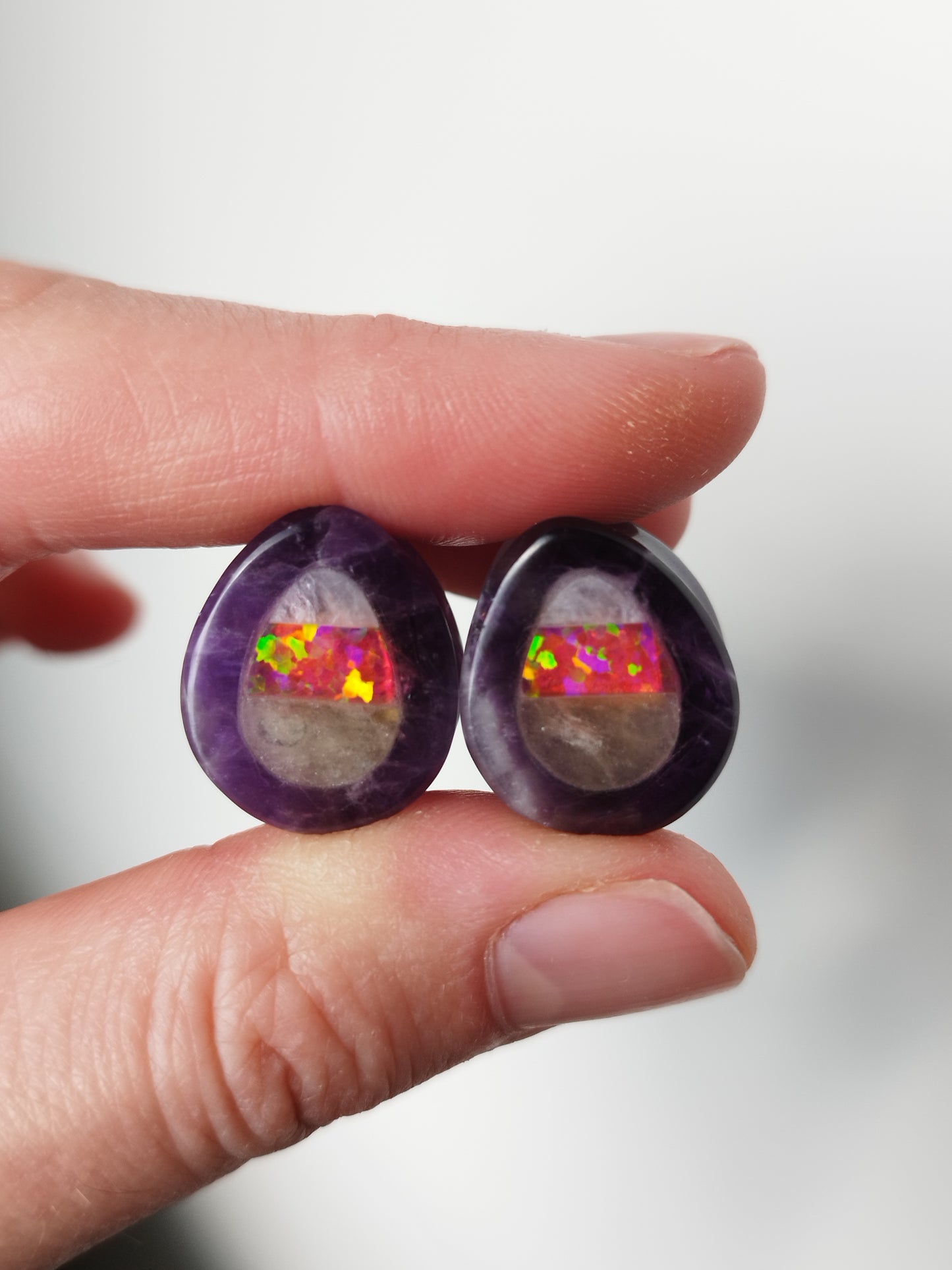 5/8" Amethyst With Candy Corn Inlay Plugs