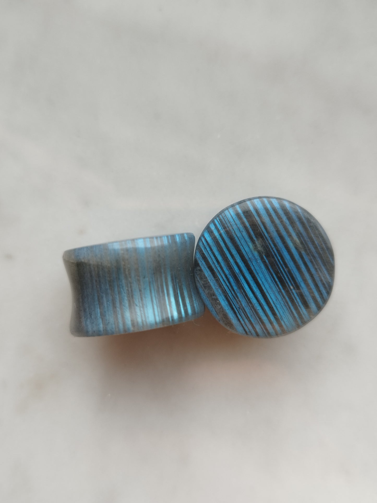 3/4" Blue Striped Labradorite Plugs