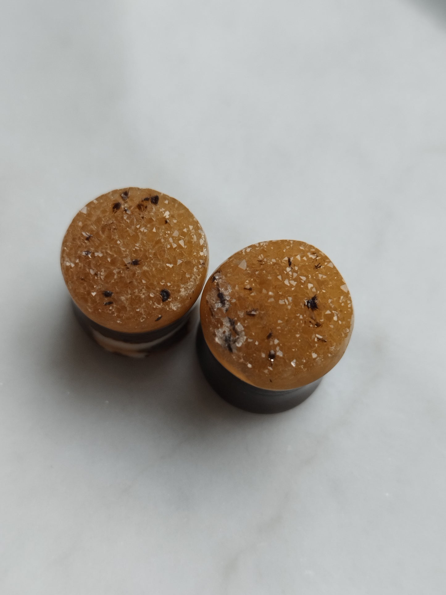 12mm Warring States Agate Druzy Plugs