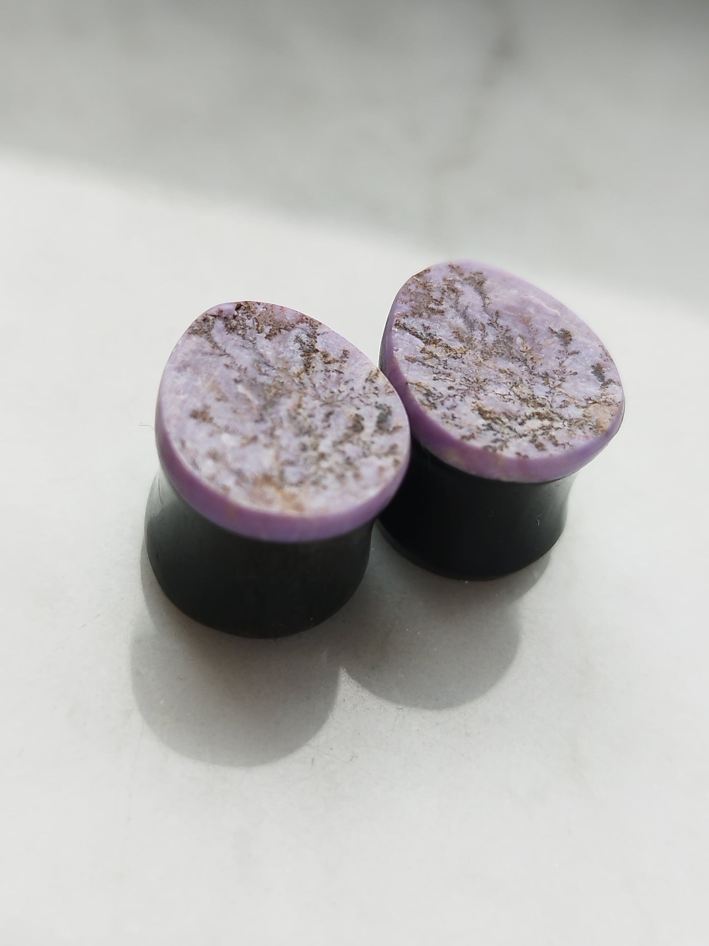 1/2" Purple Jadeite And Obsidian Plugs