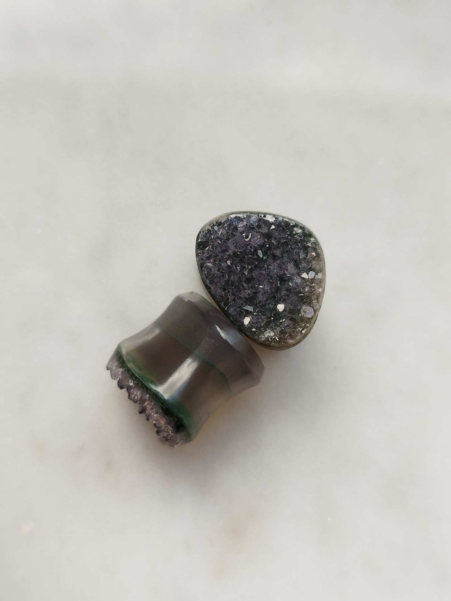 9/16" Amethyst Druzy Plugs