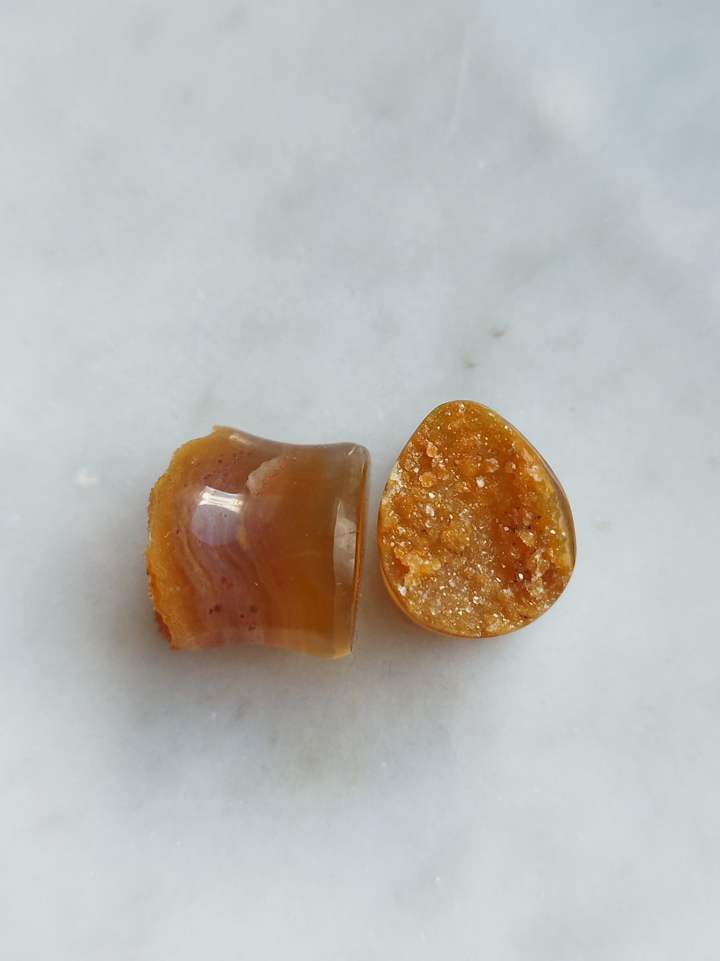 1/2" Carnelian Agate Druzy Plugs - aeoplugs