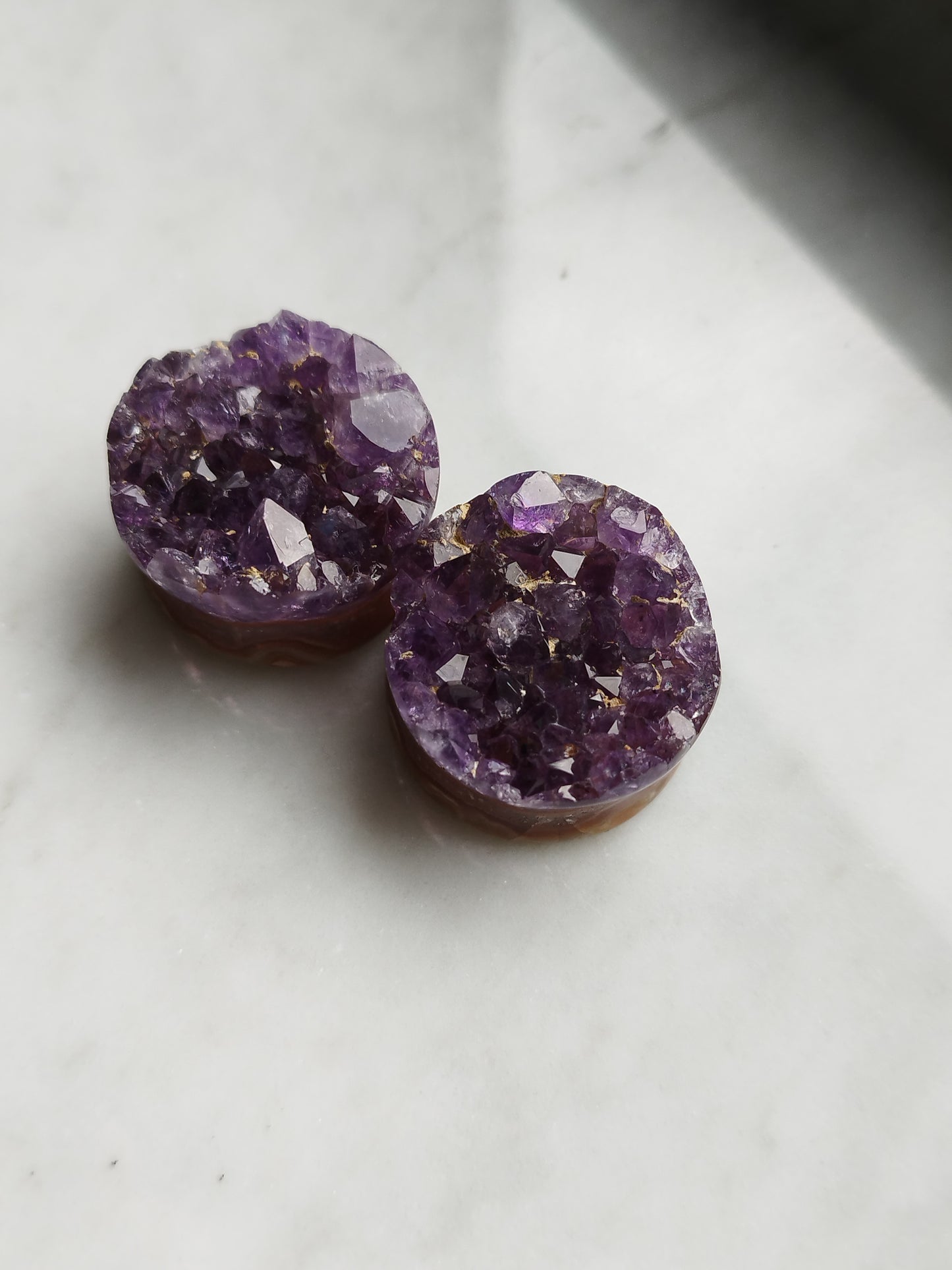 28mm Uruguay Amethyst Druzy Plugs