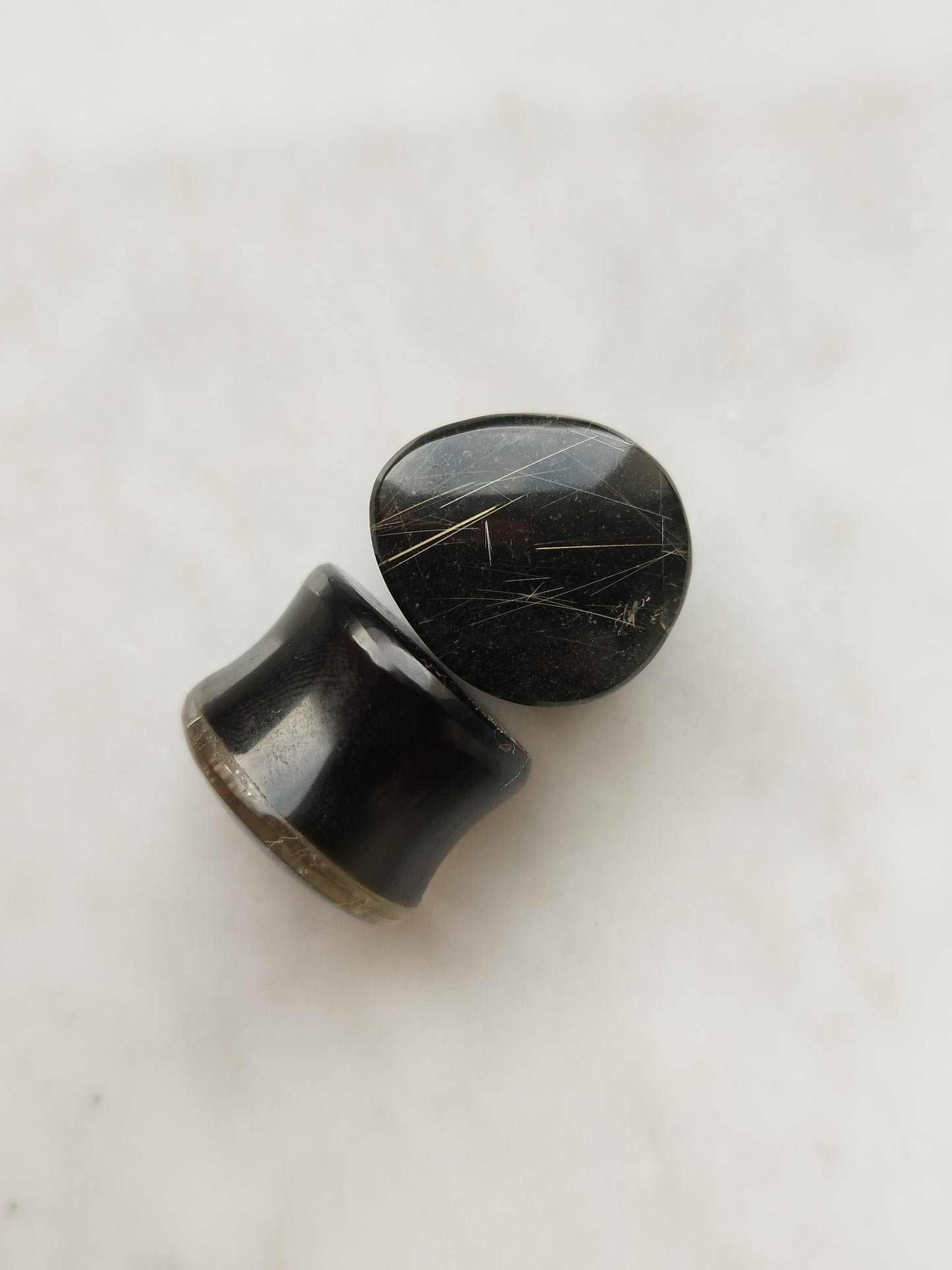 5/8" Obsidian and Rutilated Quartz Tears