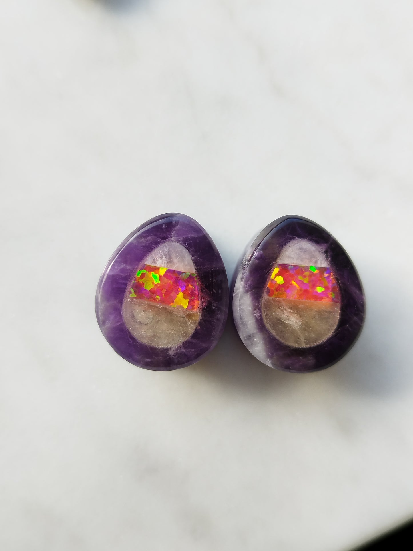5/8" Amethyst With Candy Corn Inlay Plugs