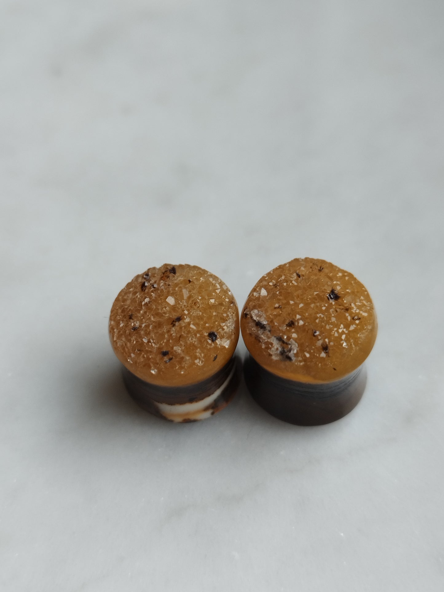 12mm Warring States Agate Druzy Plugs