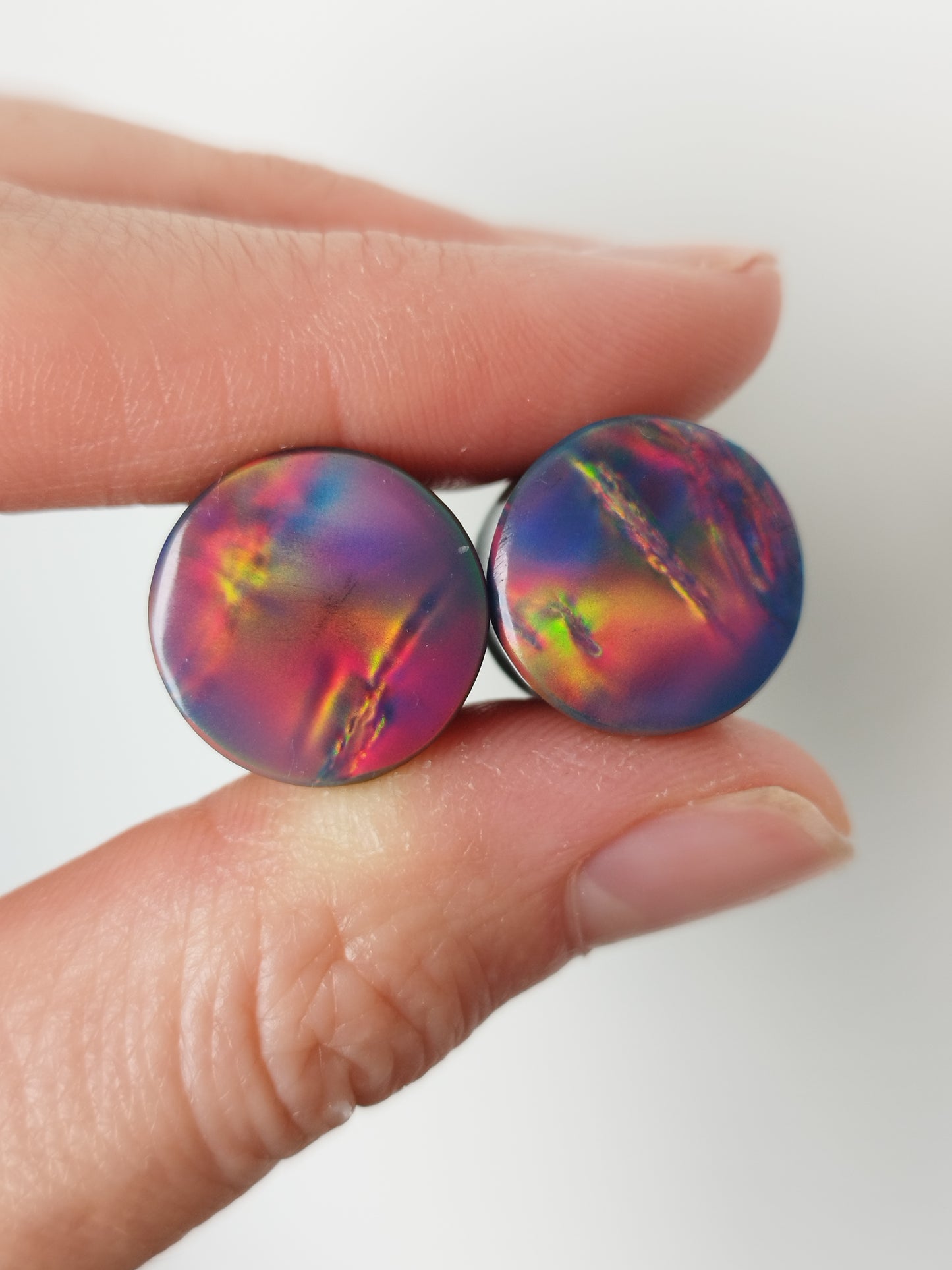 9/16" Aurora Opal And Obsidian Plugs