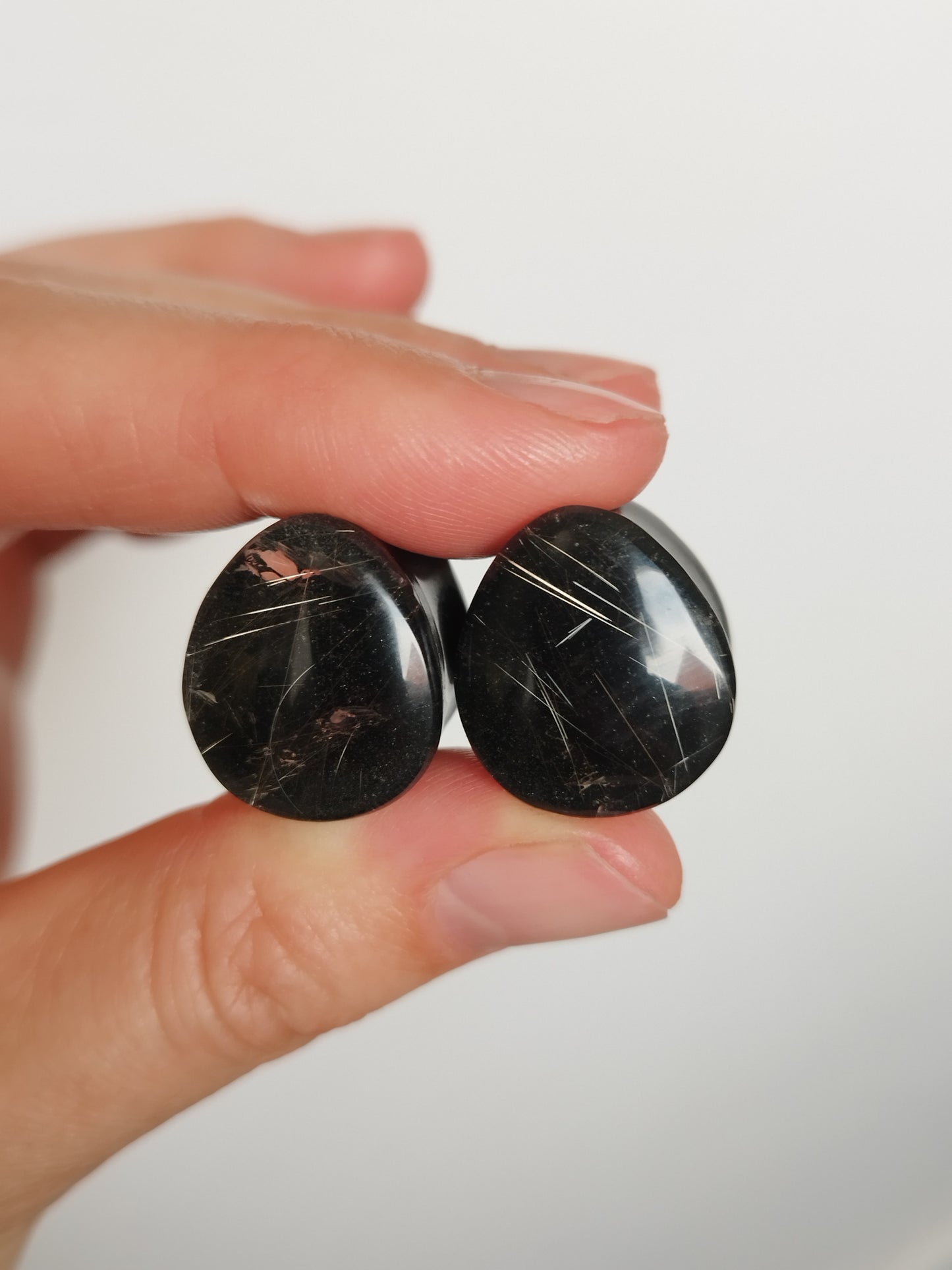 5/8" Obsidian and Rutilated Quartz Tears