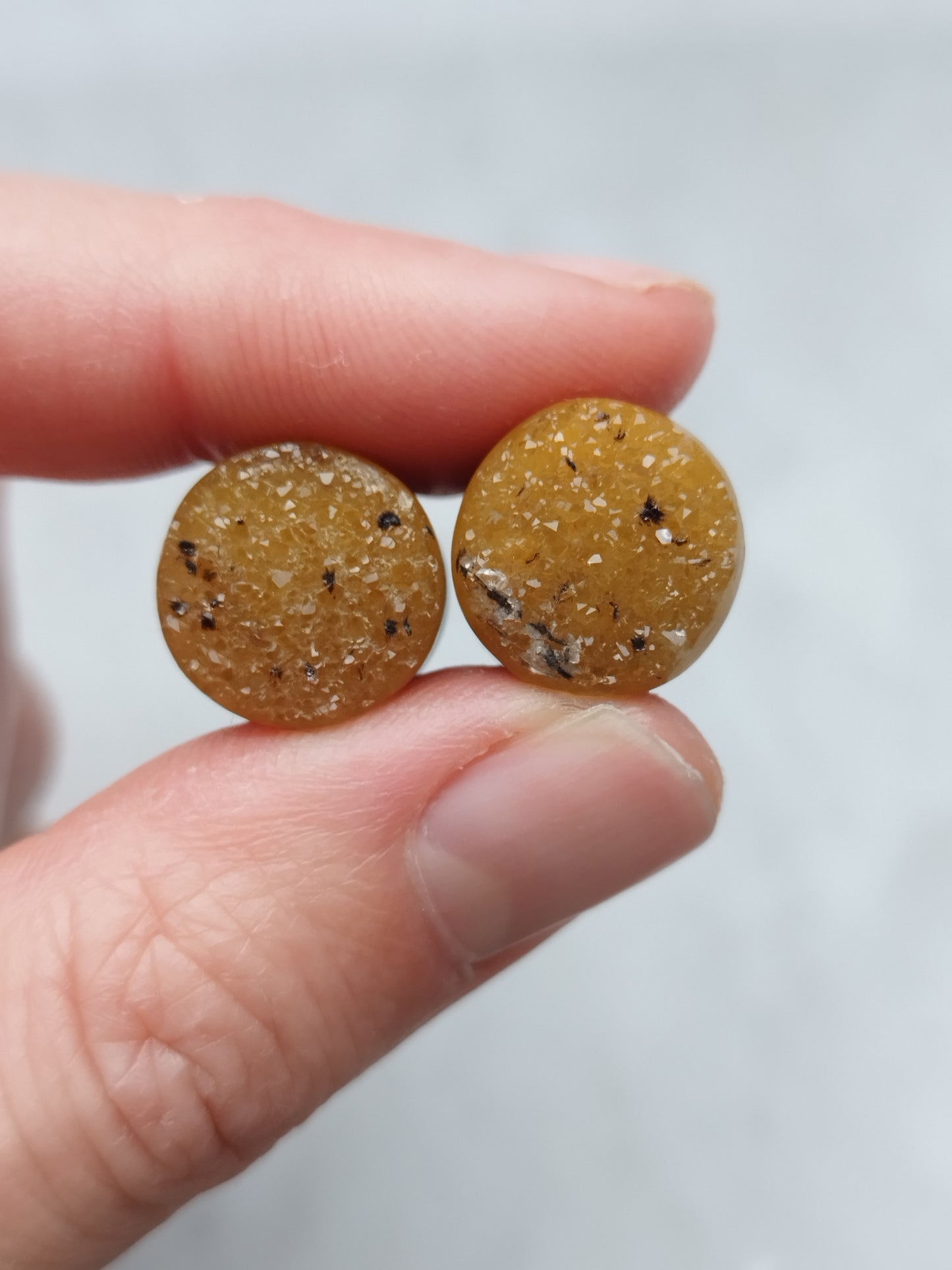 12mm Warring States Agate Druzy Plugs