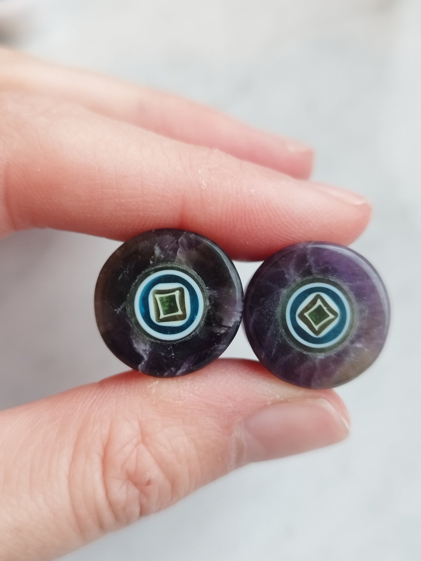 5/8" Amethyst And Millefiori Inlays - aeoplugs