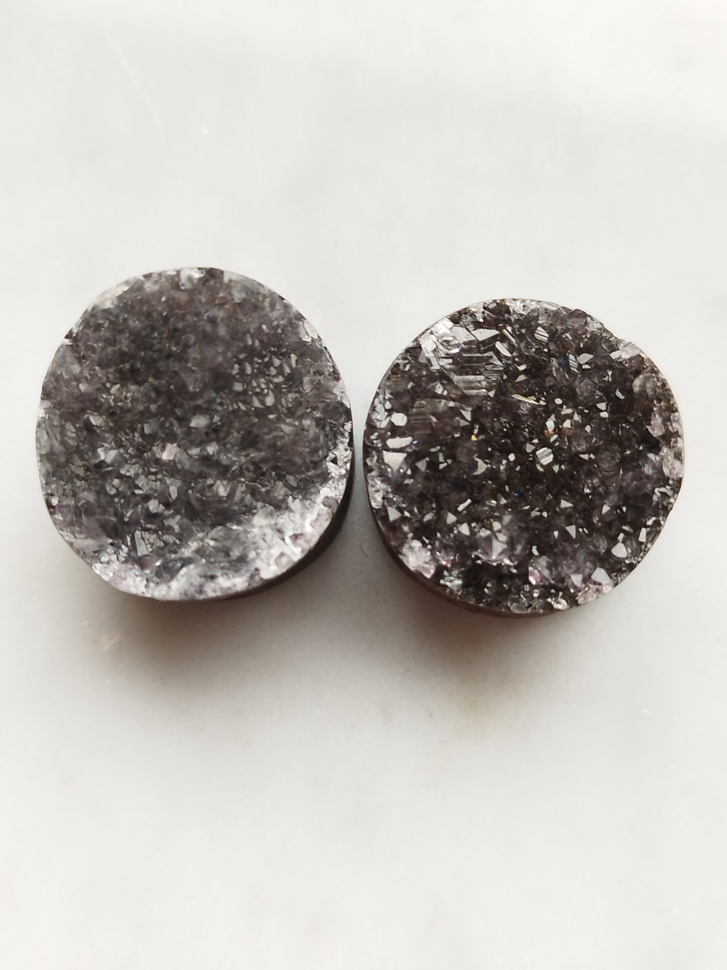 3/4" Smokey Quartz Druzy Plugs