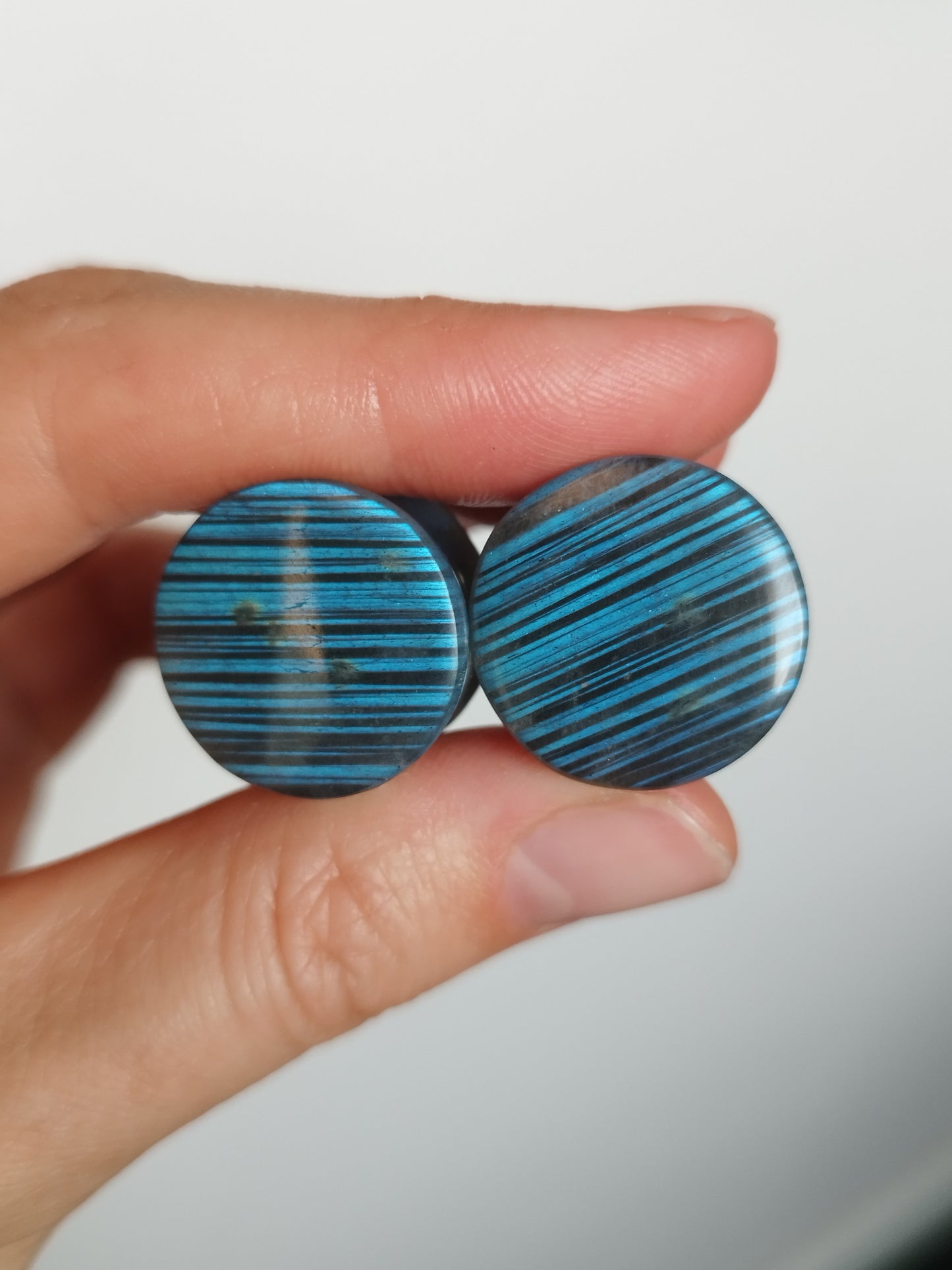 3/4" Blue Striped Labradorite Plugs