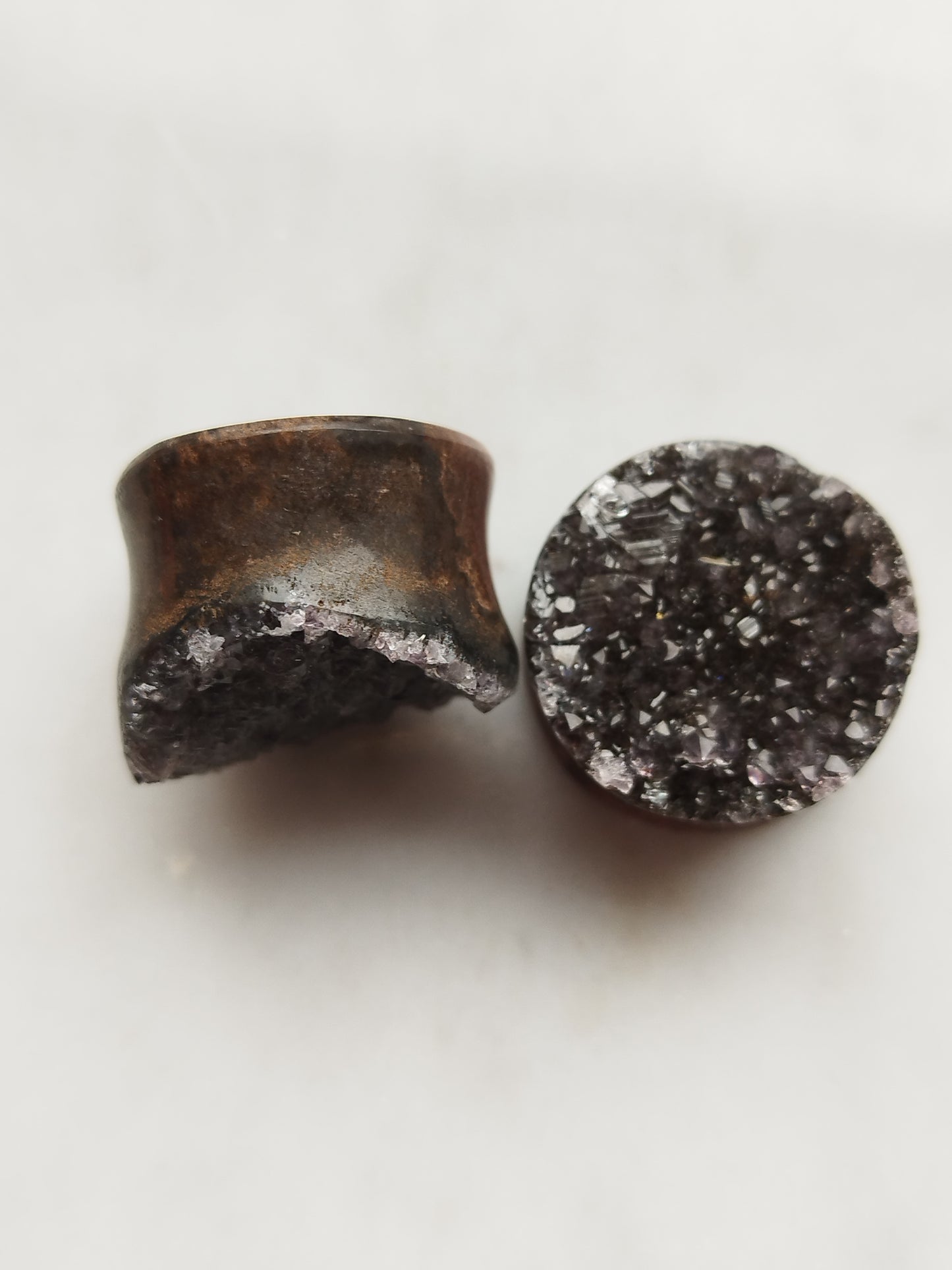 3/4" Smokey Quartz Druzy Plugs