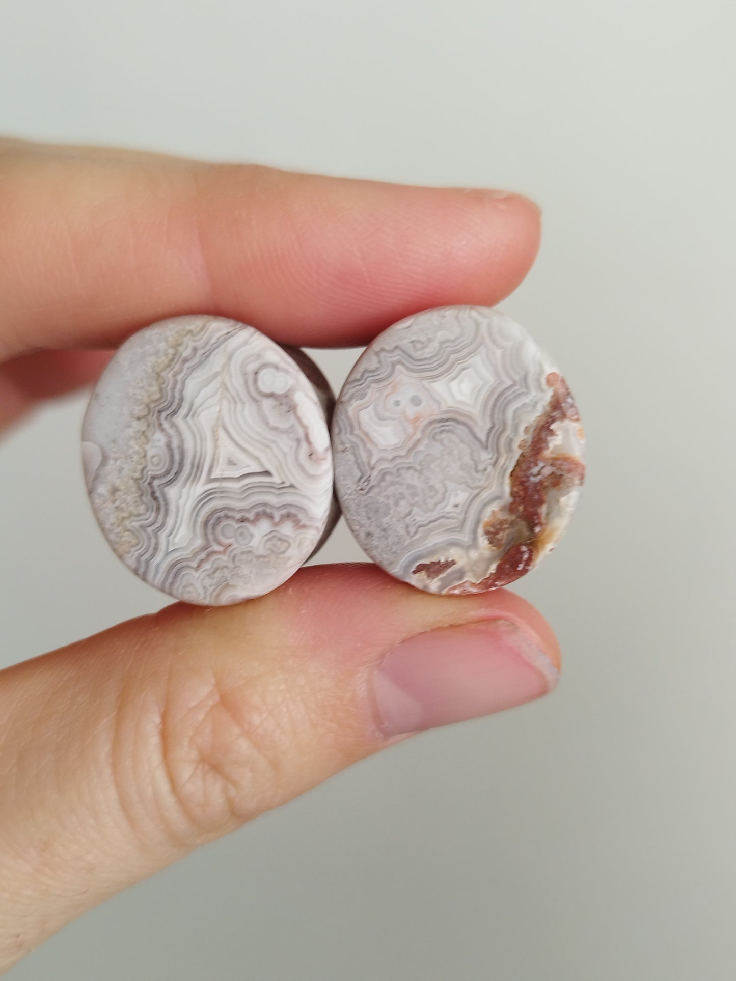 3/4" Crazy Lace Agate Oval Plugs