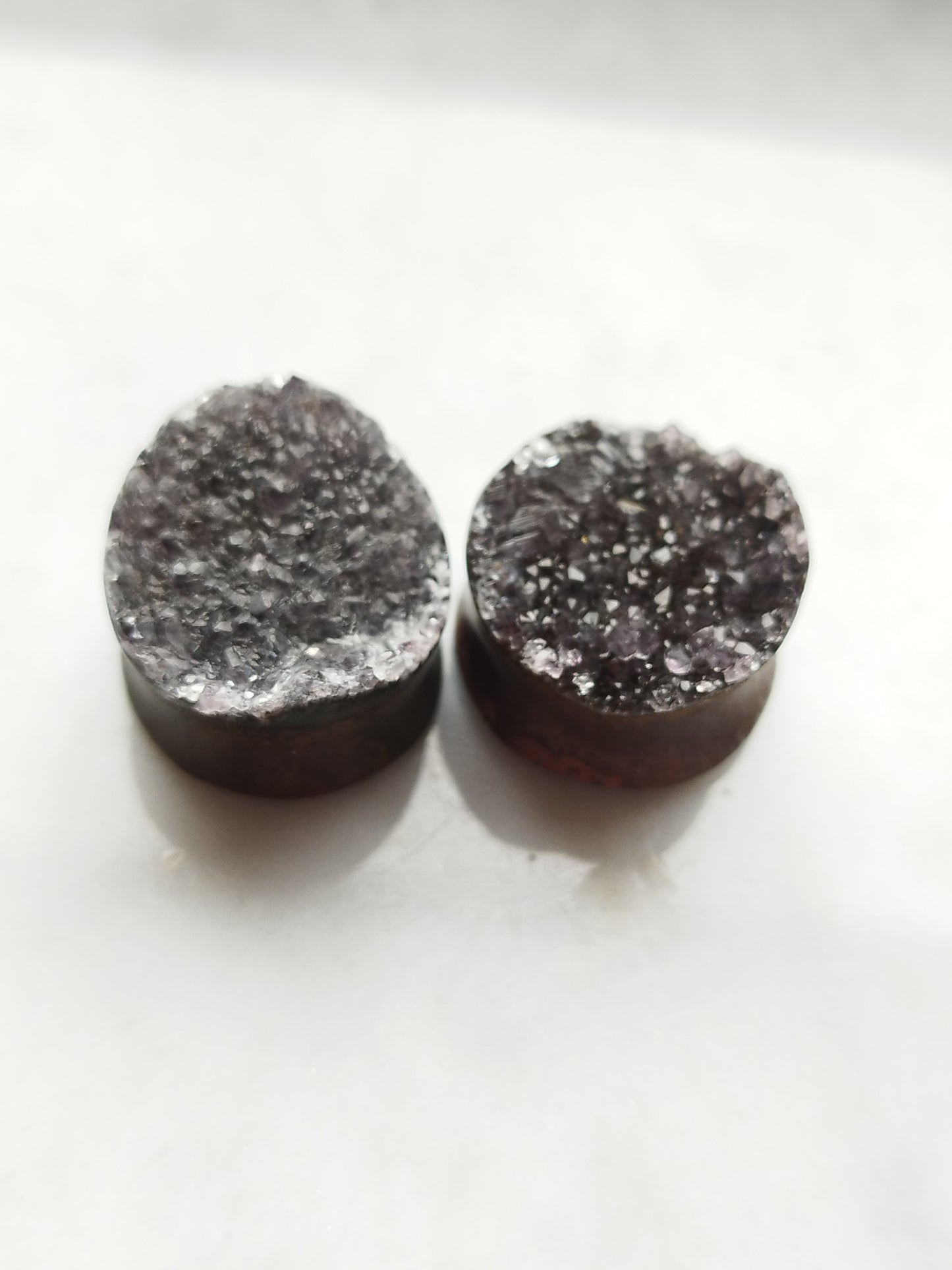 3/4" Smokey Quartz Druzy Plugs