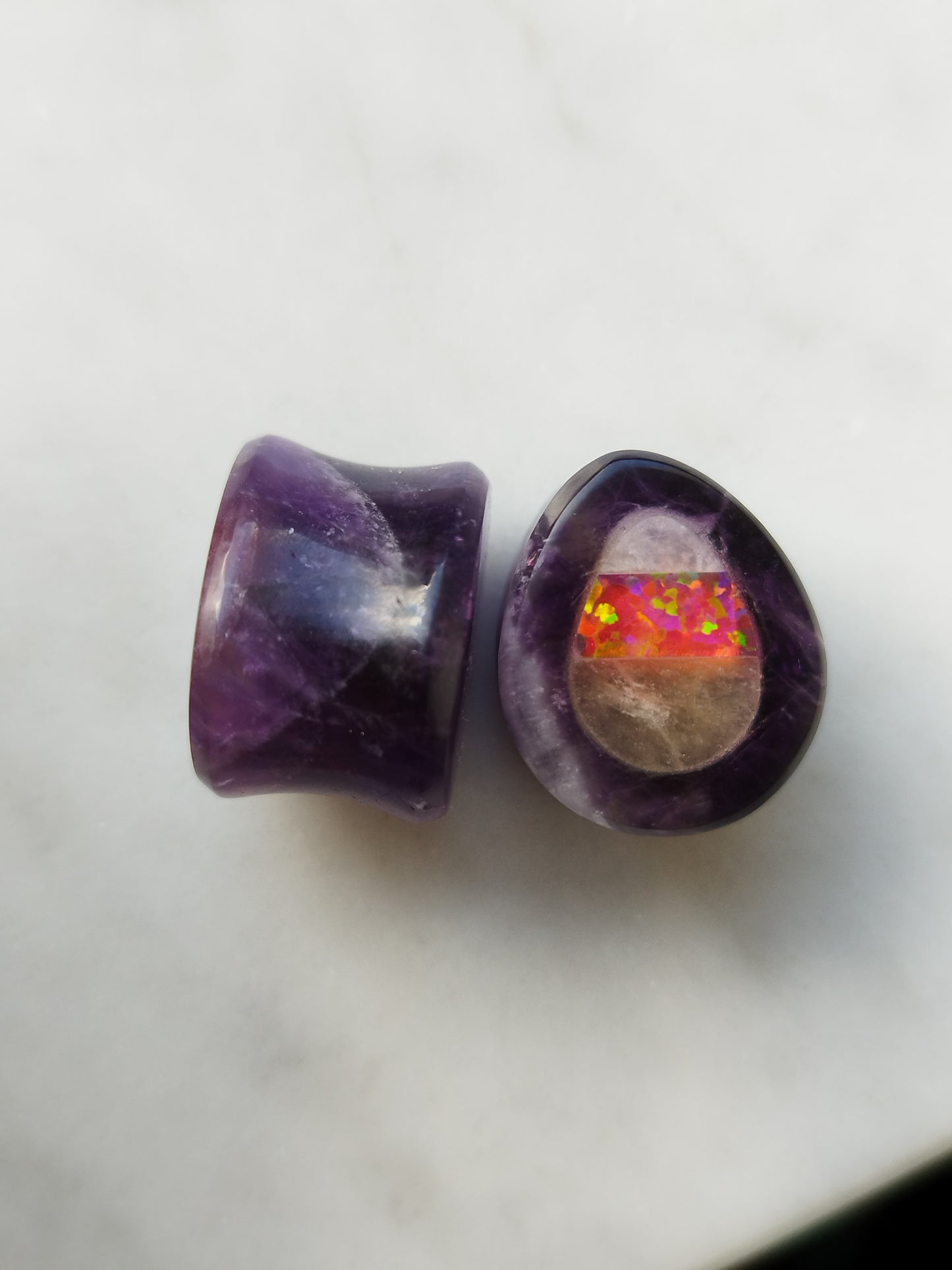 5/8" Amethyst With Candy Corn Inlay Plugs