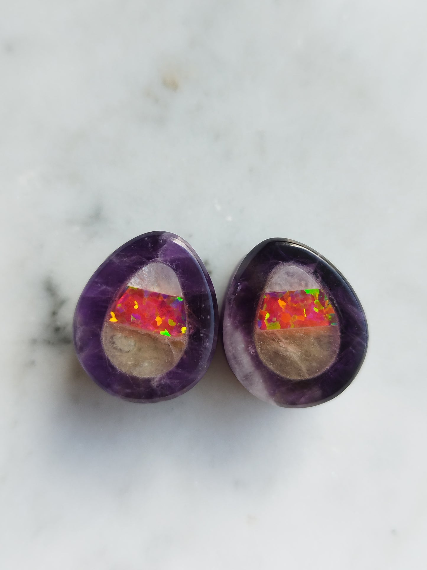 5/8" Amethyst With Candy Corn Inlay Plugs