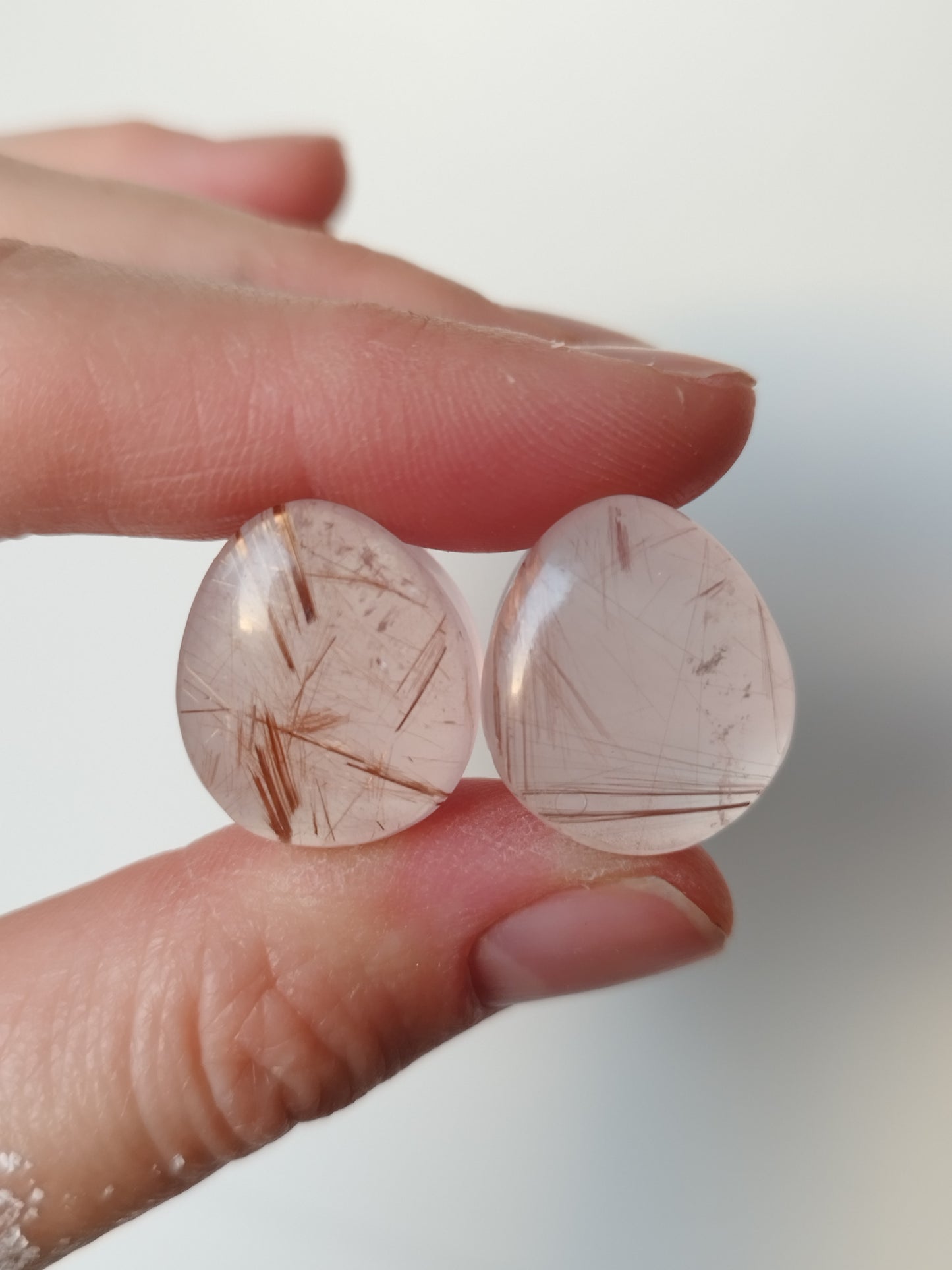 5/8" Rose Quartz And Rutilated Quartz Plugs