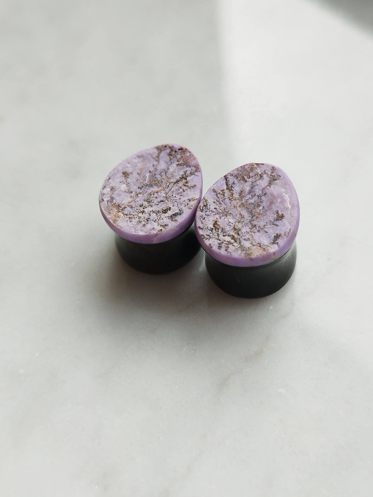 1/2" Purple Jadeite And Obsidian Plugs