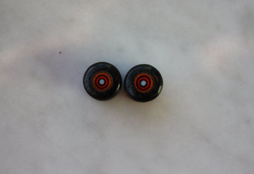 0g Obsidian and Murrini Inlay Plugs - aeoplugs