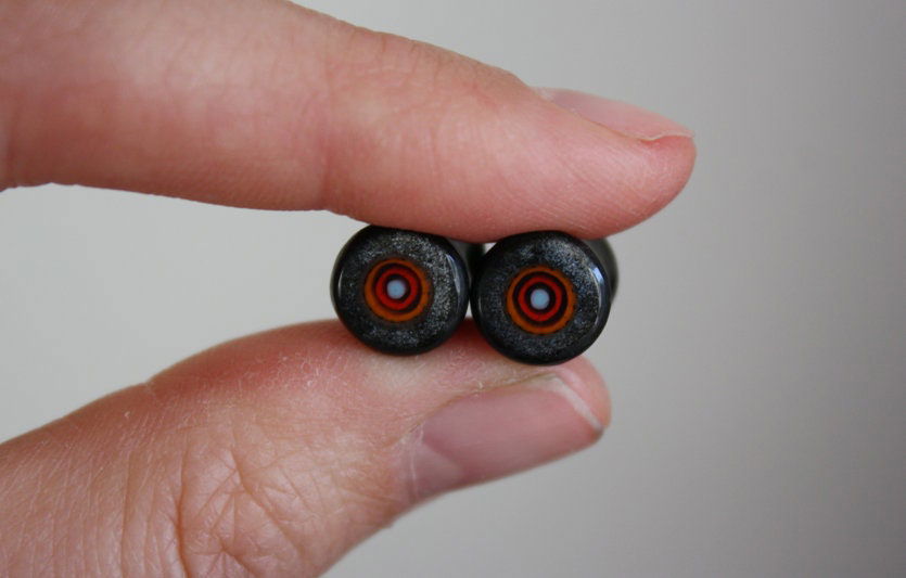 0g Obsidian and Murrini Inlay Plugs - aeoplugs