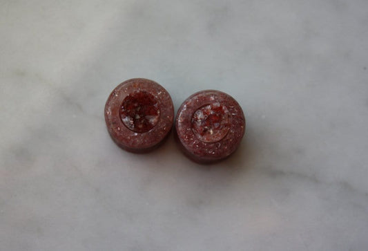 1/2" Red Amethyst and Strawberry Quartz Plugs - aeoplugs