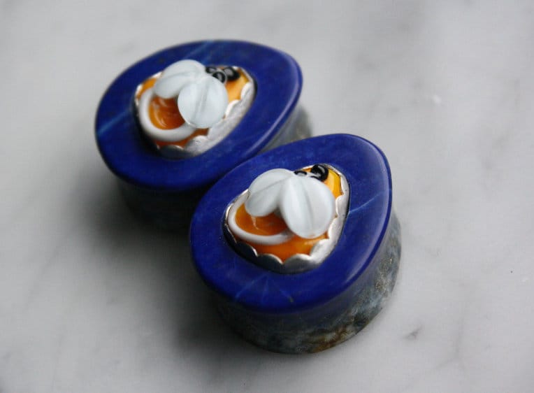 1" Lapis Lazuli Mouse Inlay Plugs - aeoplugs
