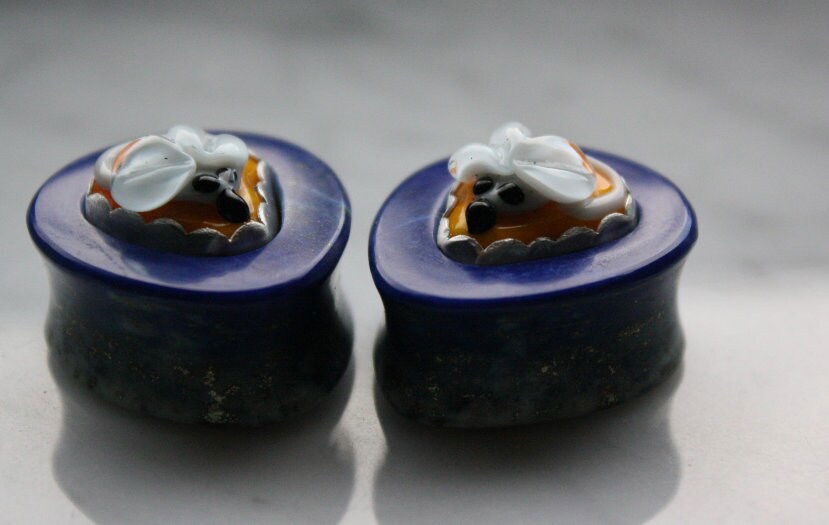 1" Lapis Lazuli Mouse Inlay Plugs - aeoplugs