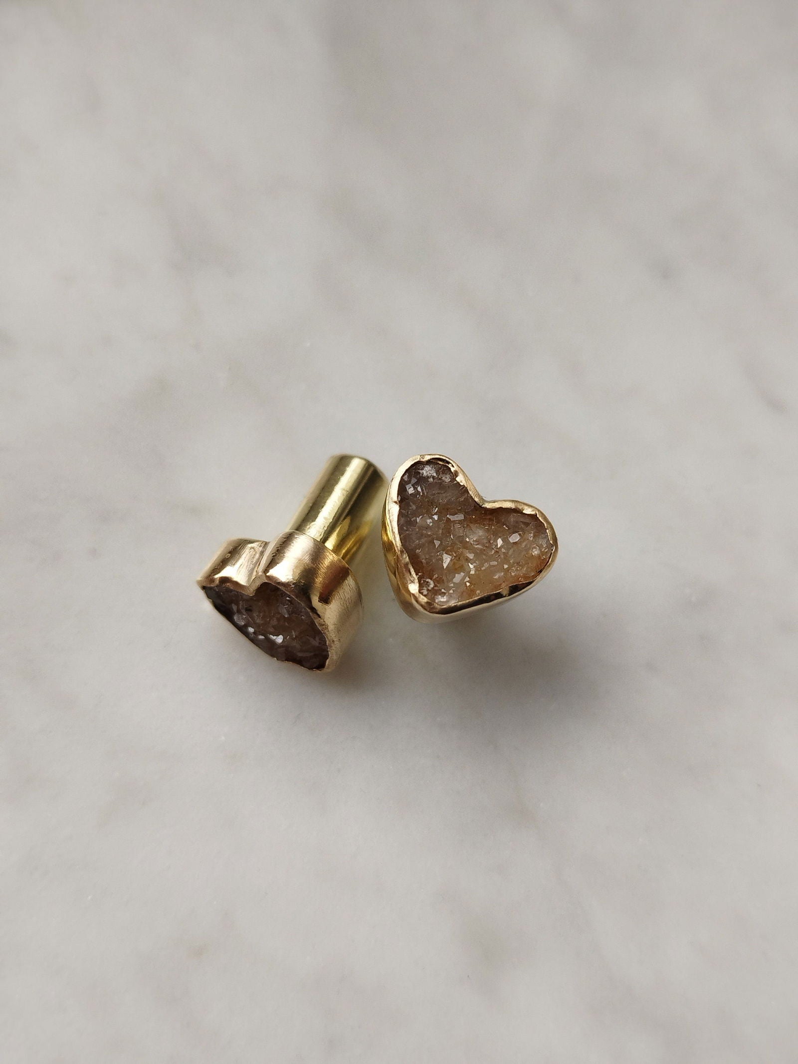 2g Brass SF Plugs With Agate Druzy - aeoplugs