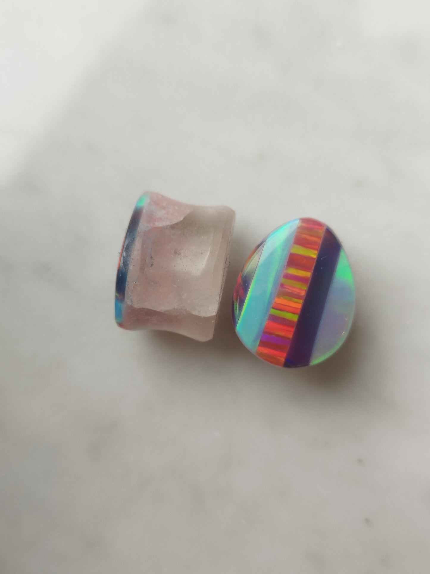 5/8" Aurora Opal On Obsidian Plugs