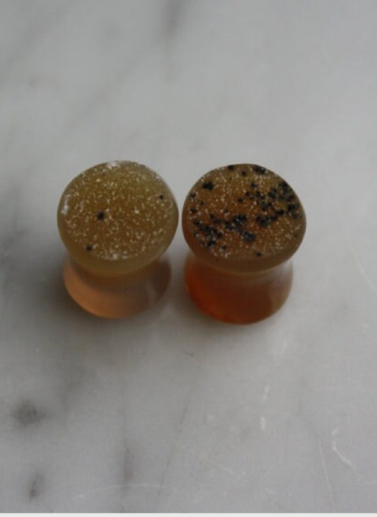 0g Brown Agate Druzy Plugs