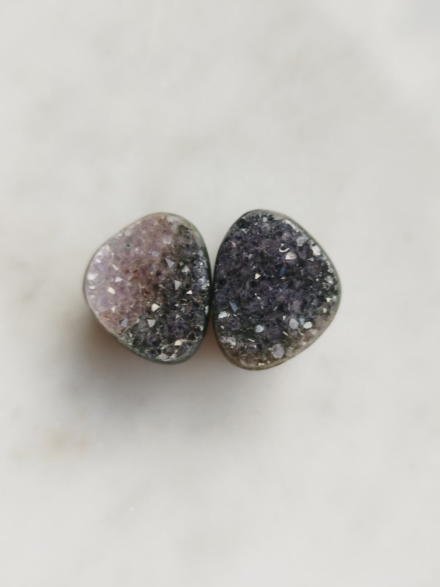 9/16" Amethyst Druzy Plugs
