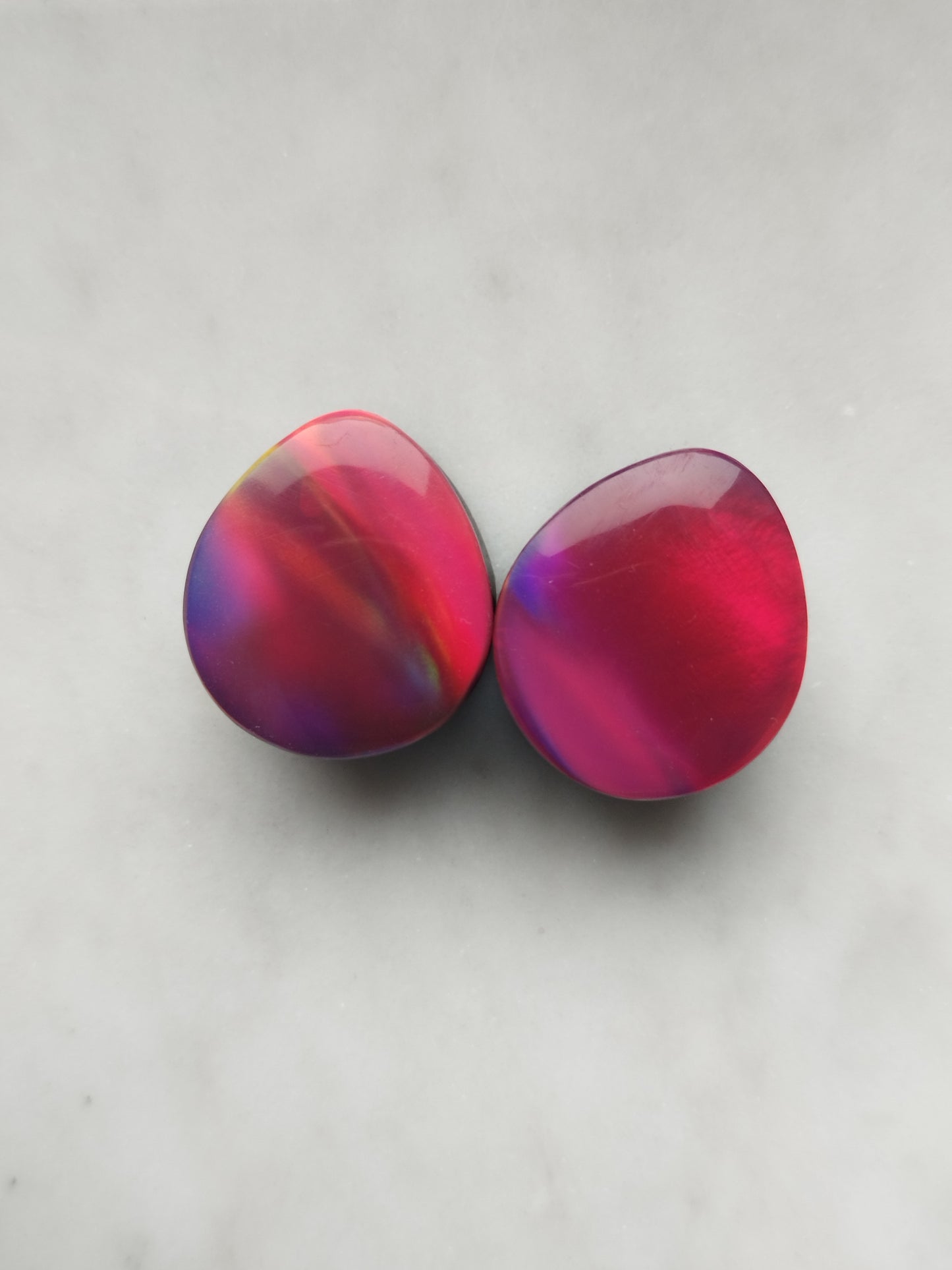 7/8" Aurora Opal On Obsidian Plugs