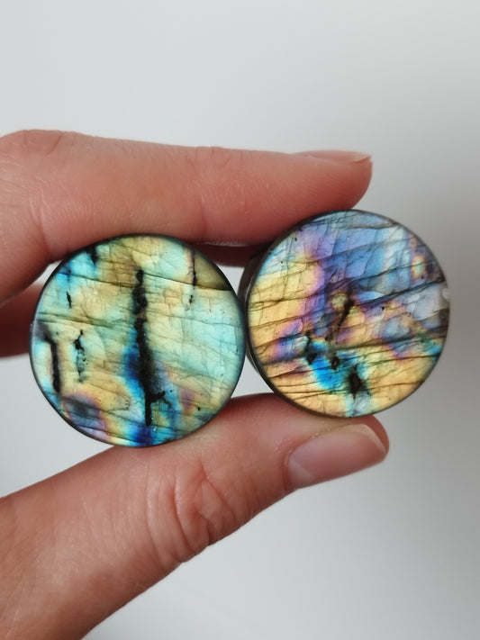 26mm Rainbow Labradorite Plugs