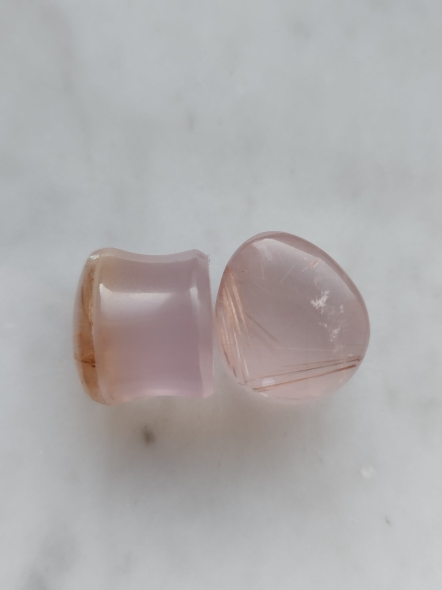 5/8" Rose Quartz And Rutilated Quartz Plugs