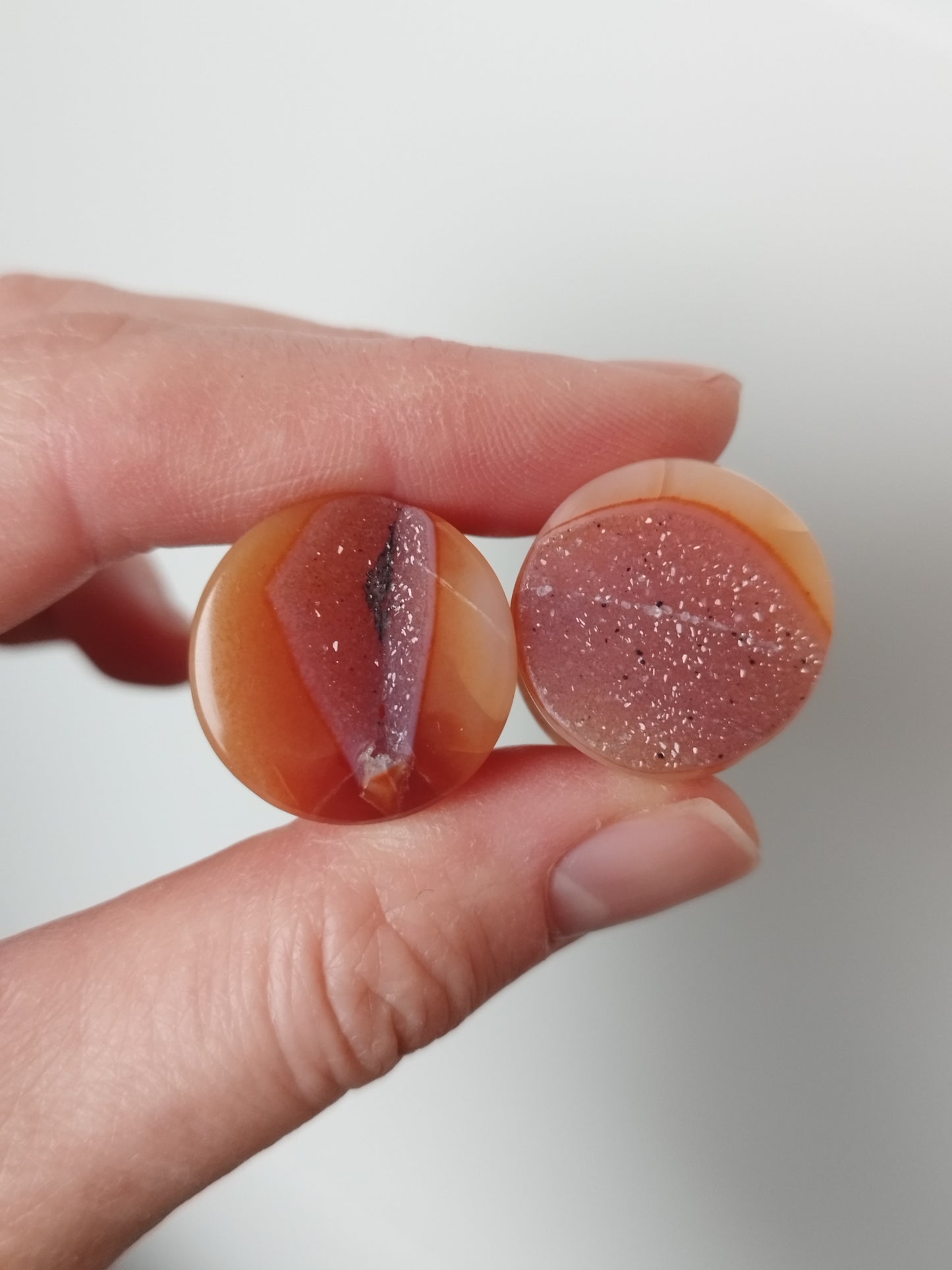 3/4" Carnelian Agate Druzy Geode Plugs