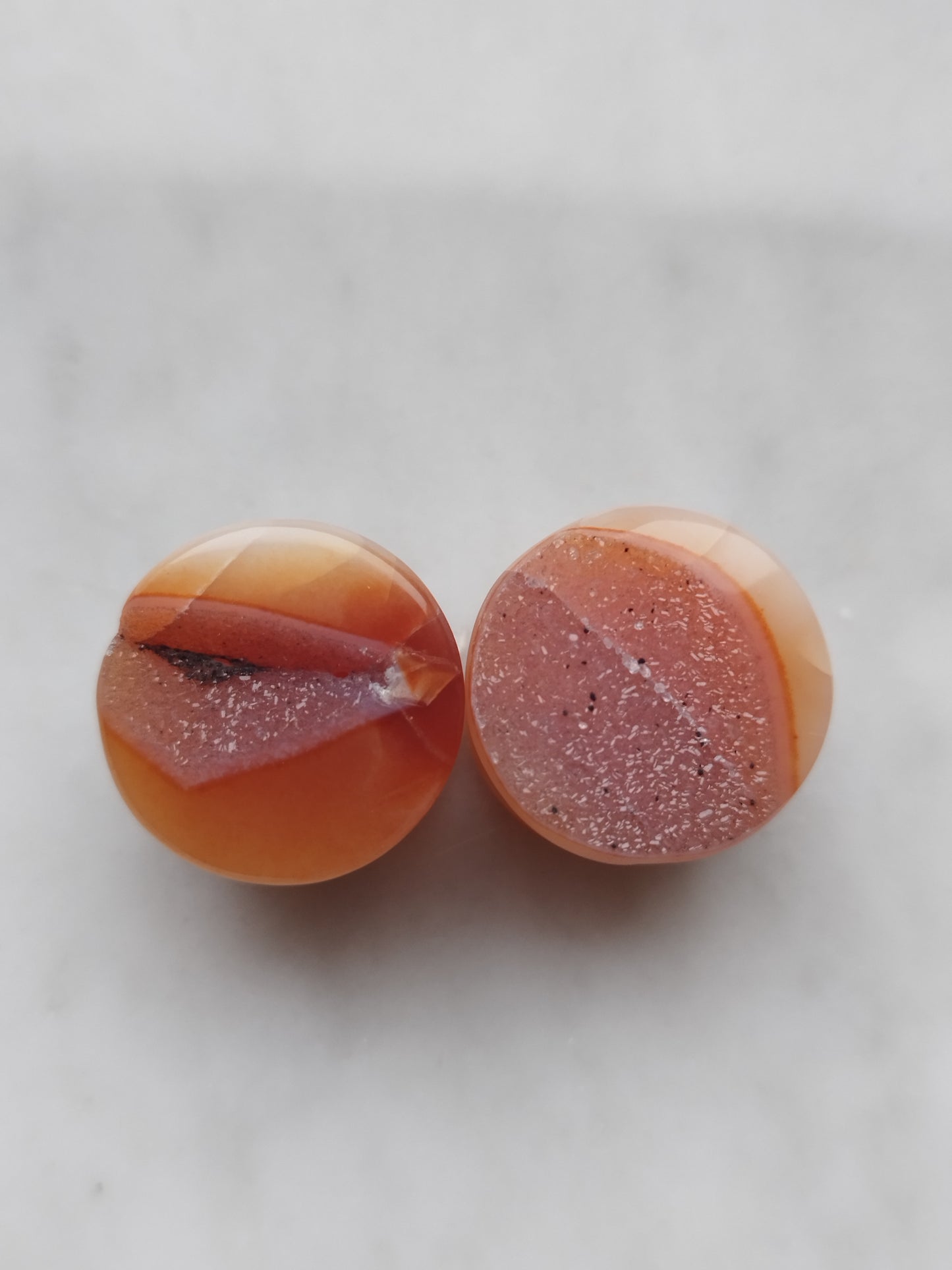 3/4" Carnelian Agate Druzy Geode Plugs
