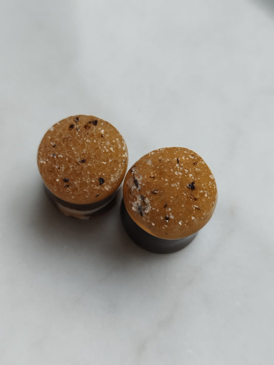 12mm Warring States Agate Druzy Plugs