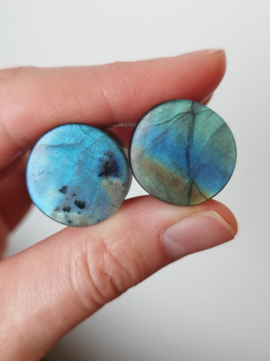 3/4" Blue and Gold Labradorite Plugs
