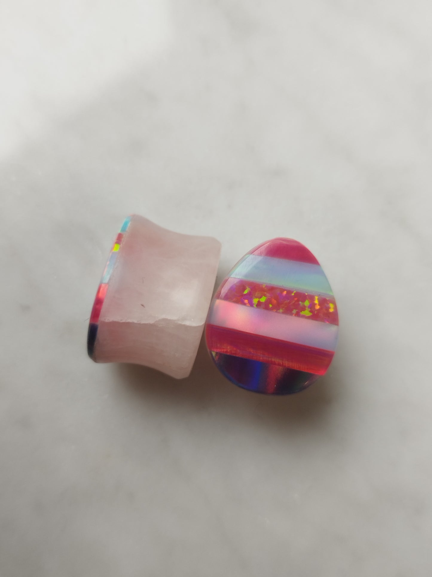 5/8" Aurora Opal On Obsidian Plugs