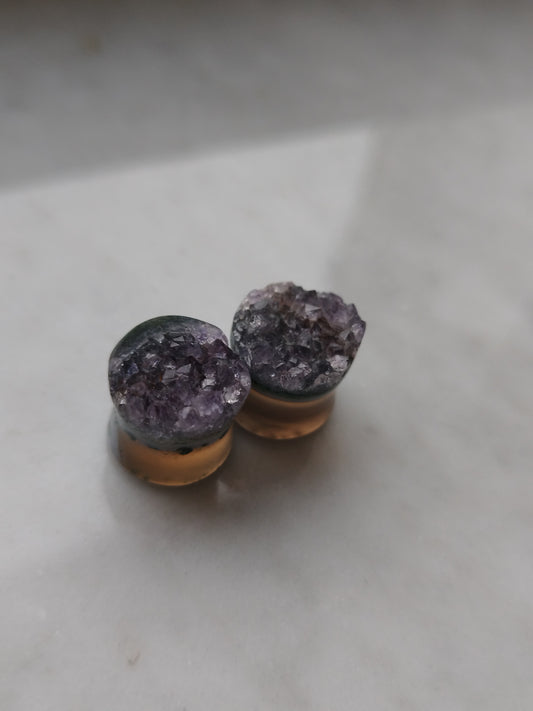 1/2" Amethyst Druzy Plugs
