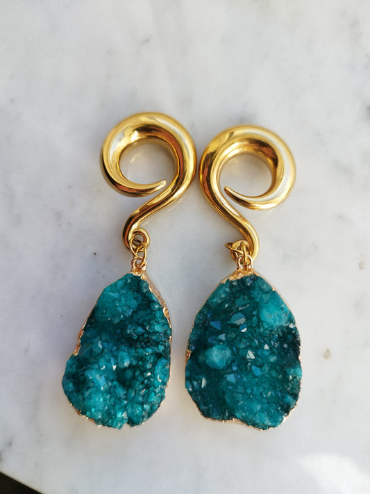 0g Teal Druzy Weights - aeoplugs