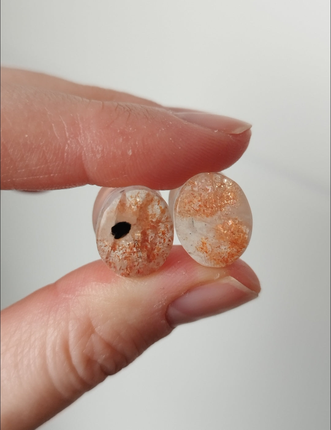 7/16" Sunstone On Quartz Plugs