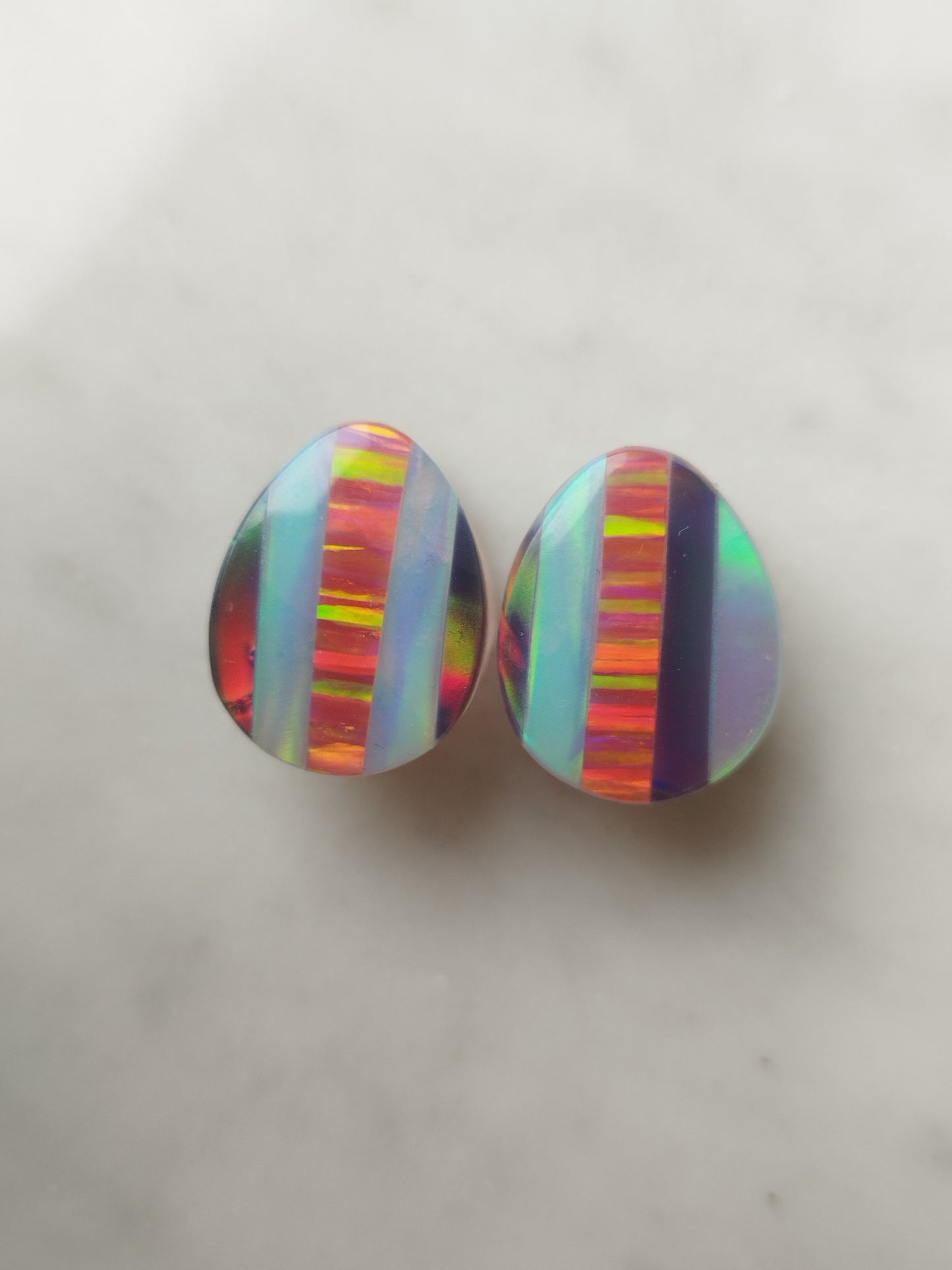 5/8" Aurora Opal On Obsidian Plugs