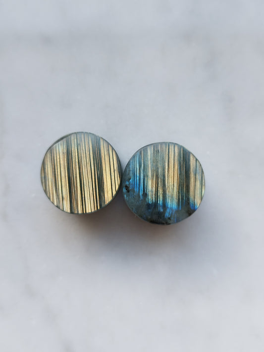 9/16" Striped Labradorite Plugs
