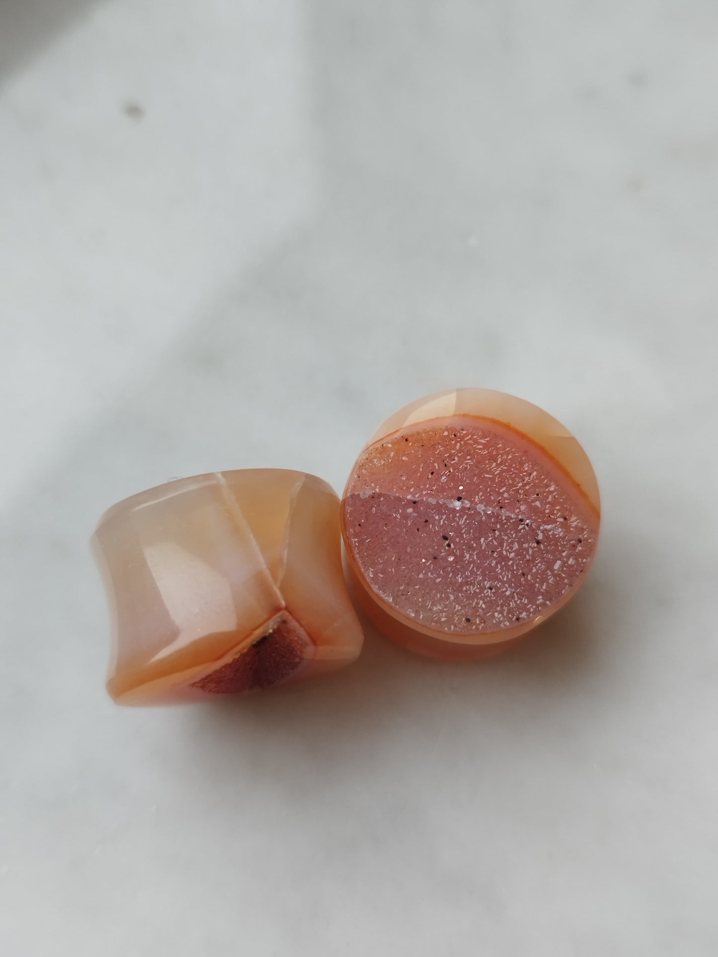 3/4" Carnelian Agate Druzy Geode Plugs